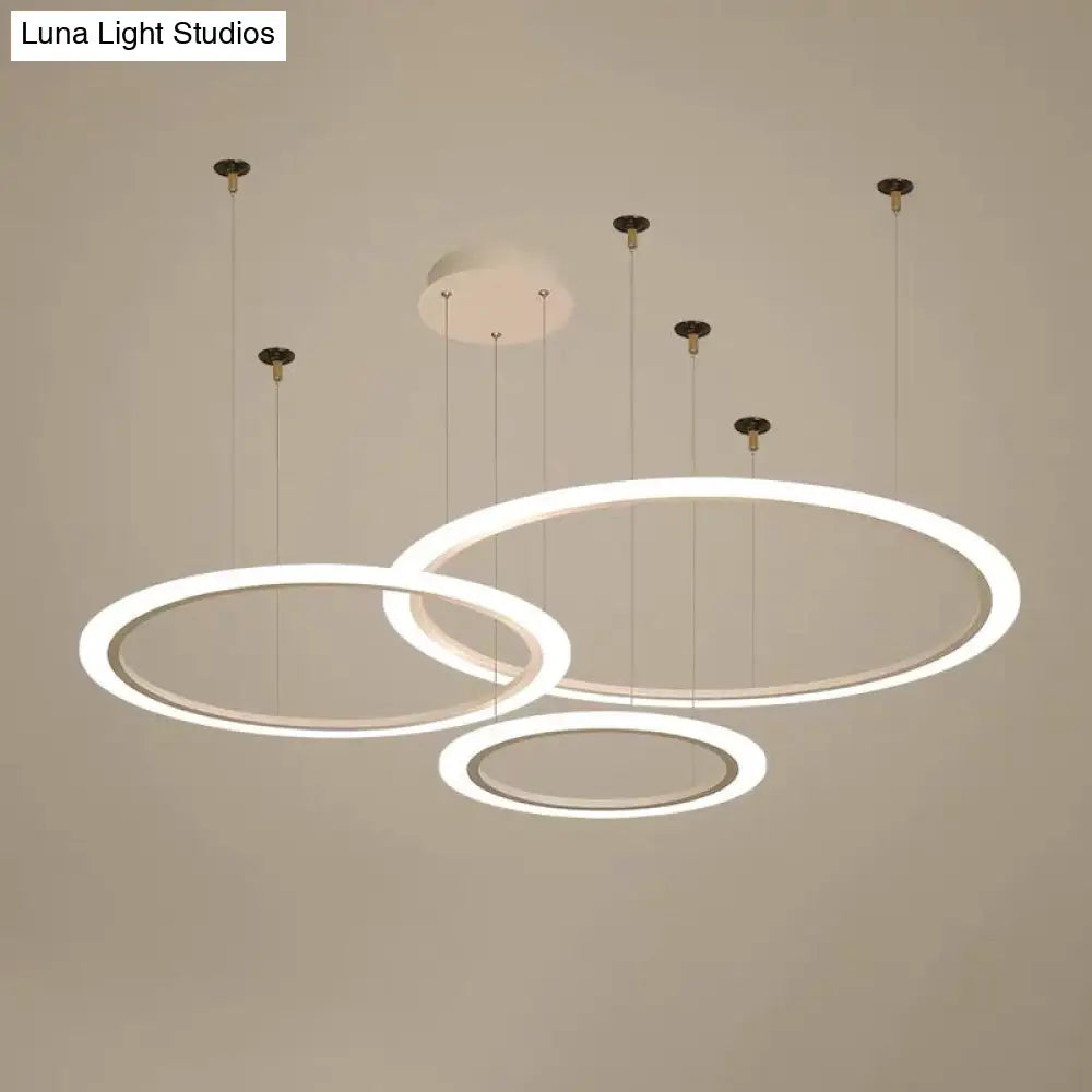 Acrylic Led Chandelier - Simple Multi-Circle Design For Living Room Suspension Lighting White / 3