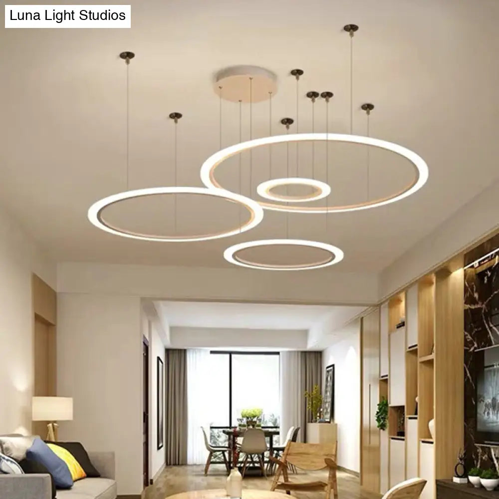 Led Acrylic Chandelier - Modern Multi-Circle Suspension Lamp For Living Room Ceiling