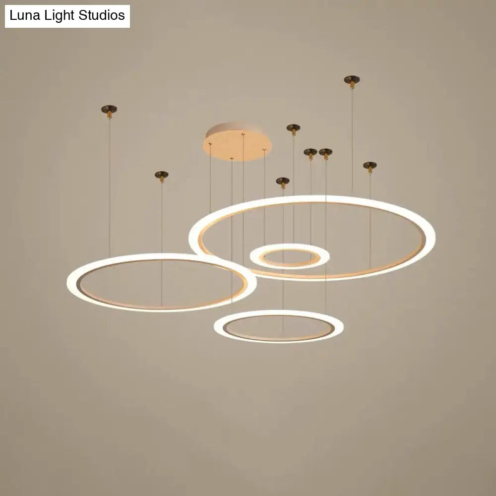 Acrylic Led Chandelier - Simple Multi-Circle Design For Living Room Suspension Lighting White / 4