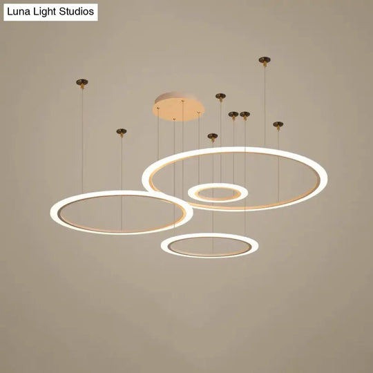 Acrylic Led Chandelier - Simple Multi-Circle Design For Living Room Suspension Lighting White / 4