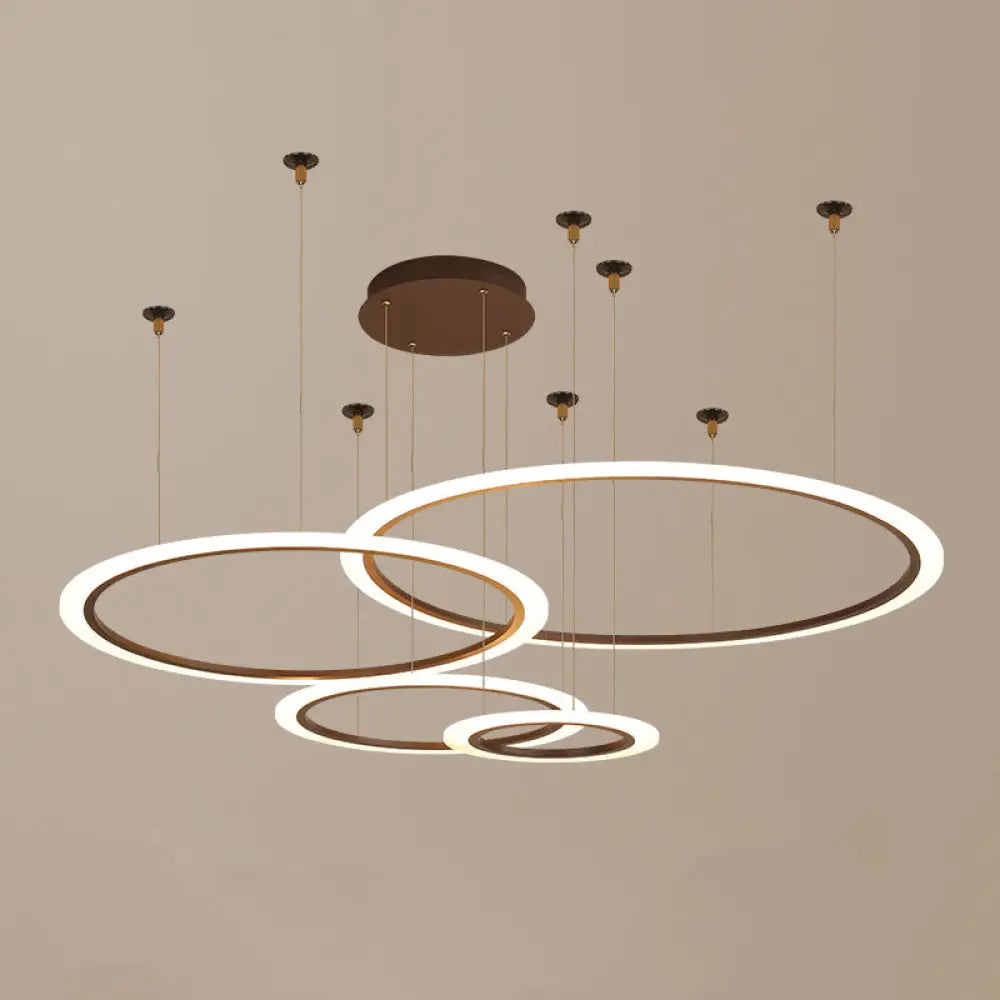 Led Acrylic Chandelier - Modern Multi-Circle Suspension Lamp For Living Room Ceiling Coffee / 4