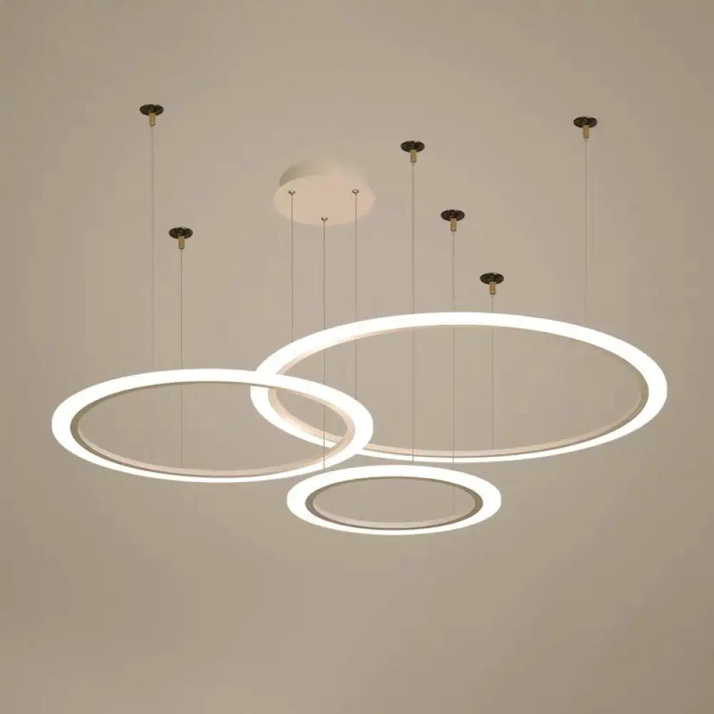 Led Acrylic Chandelier - Modern Multi-Circle Suspension Lamp For Living Room Ceiling White / 3