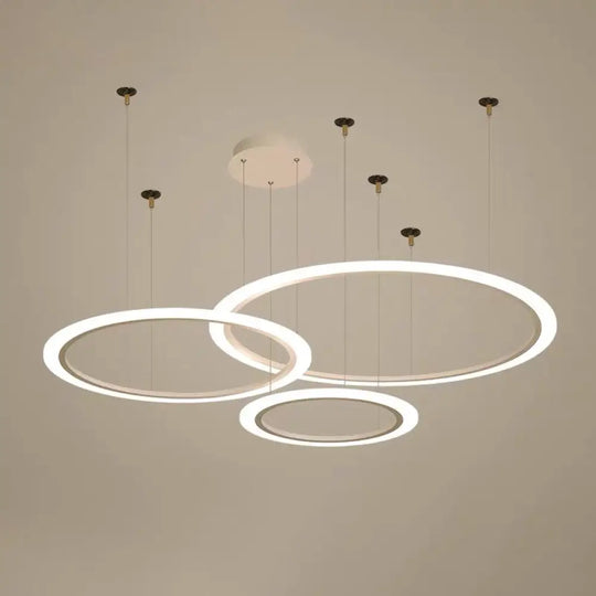 Led Acrylic Chandelier - Modern Multi-Circle Suspension Lamp For Living Room Ceiling White / 3