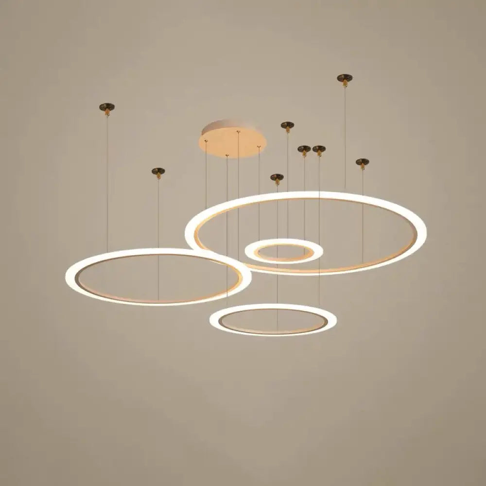 Led Acrylic Chandelier - Modern Multi-Circle Suspension Lamp For Living Room Ceiling White / 4