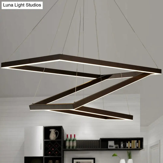 Led Acrylic Chandelier Pendant - Rectangular/Square Design 3/5 Lights Brown Ceiling Fixture