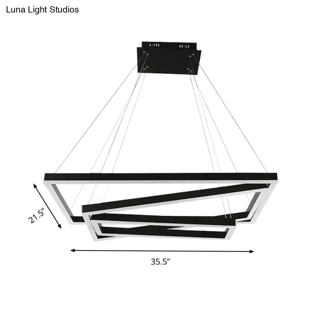 Led Acrylic Chandelier Pendant - Rectangular/Square Design 3/5 Lights Brown Ceiling Fixture