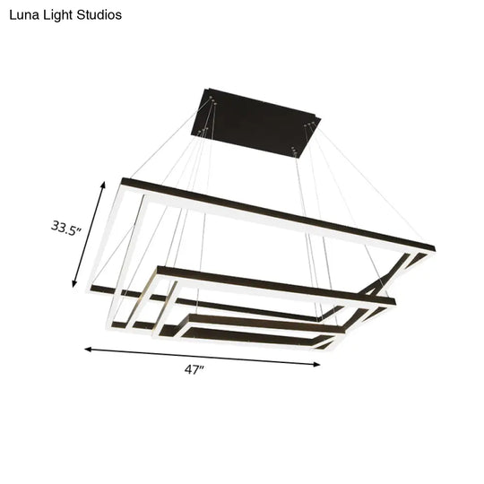 Led Acrylic Chandelier Pendant - Rectangular/Square Design 3/5 Lights Brown Ceiling Fixture