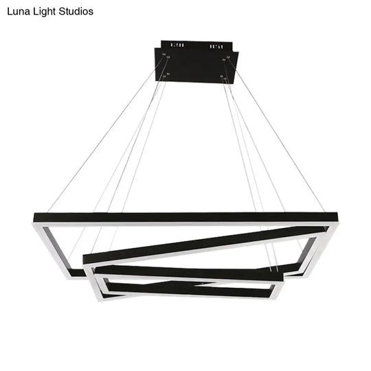 Led Acrylic Chandelier Pendant - Rectangular/Square Design 3/5 Lights Brown Ceiling Fixture