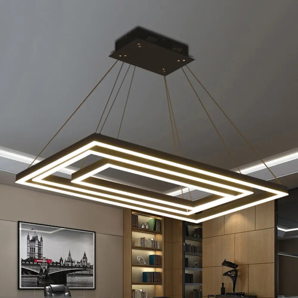 Led Acrylic Chandelier Pendant - Rectangular/Square Design 3/5 Lights Brown Ceiling Fixture 3 /