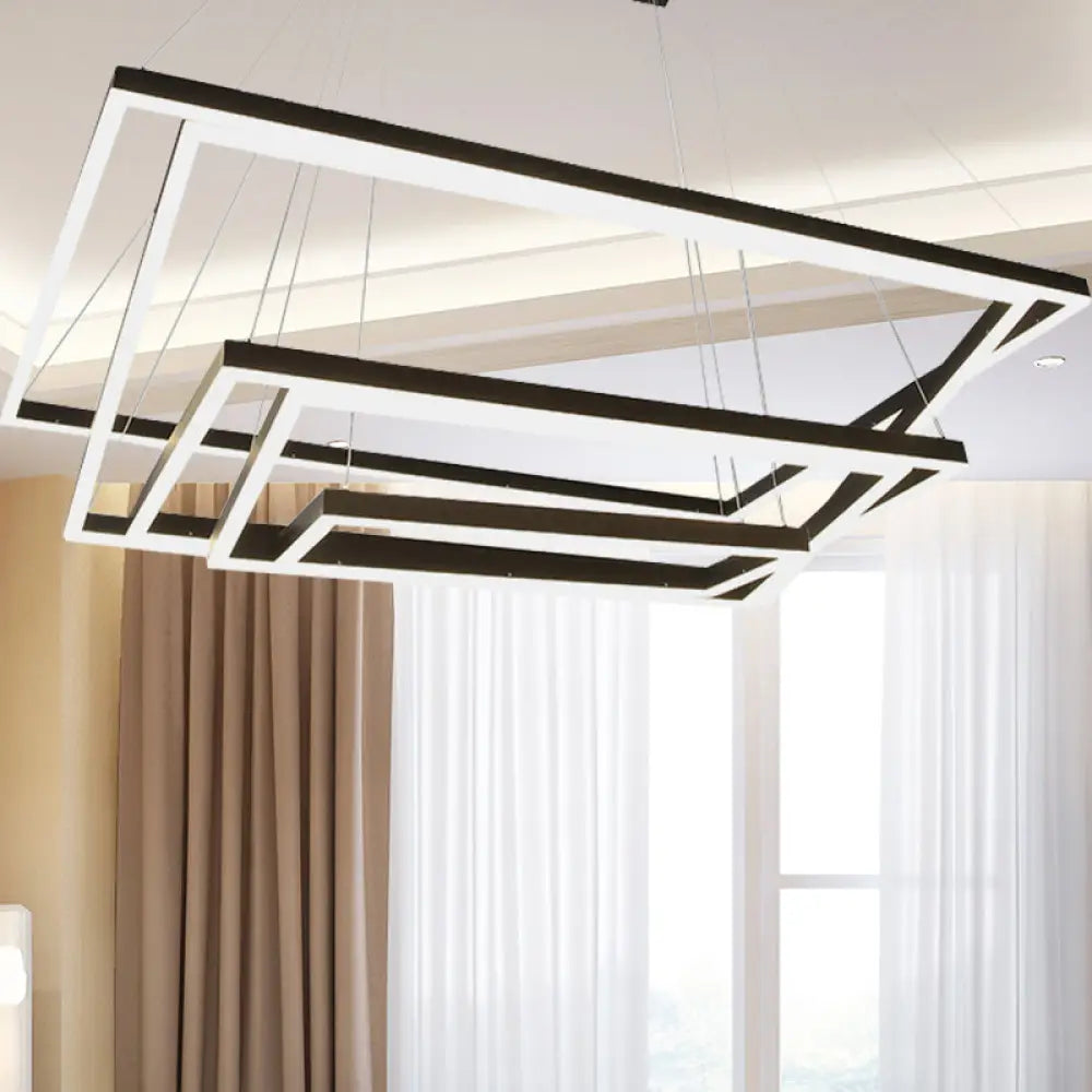 Led Acrylic Chandelier Pendant - Rectangular/Square Design 3/5 Lights Brown Ceiling Fixture 5 /