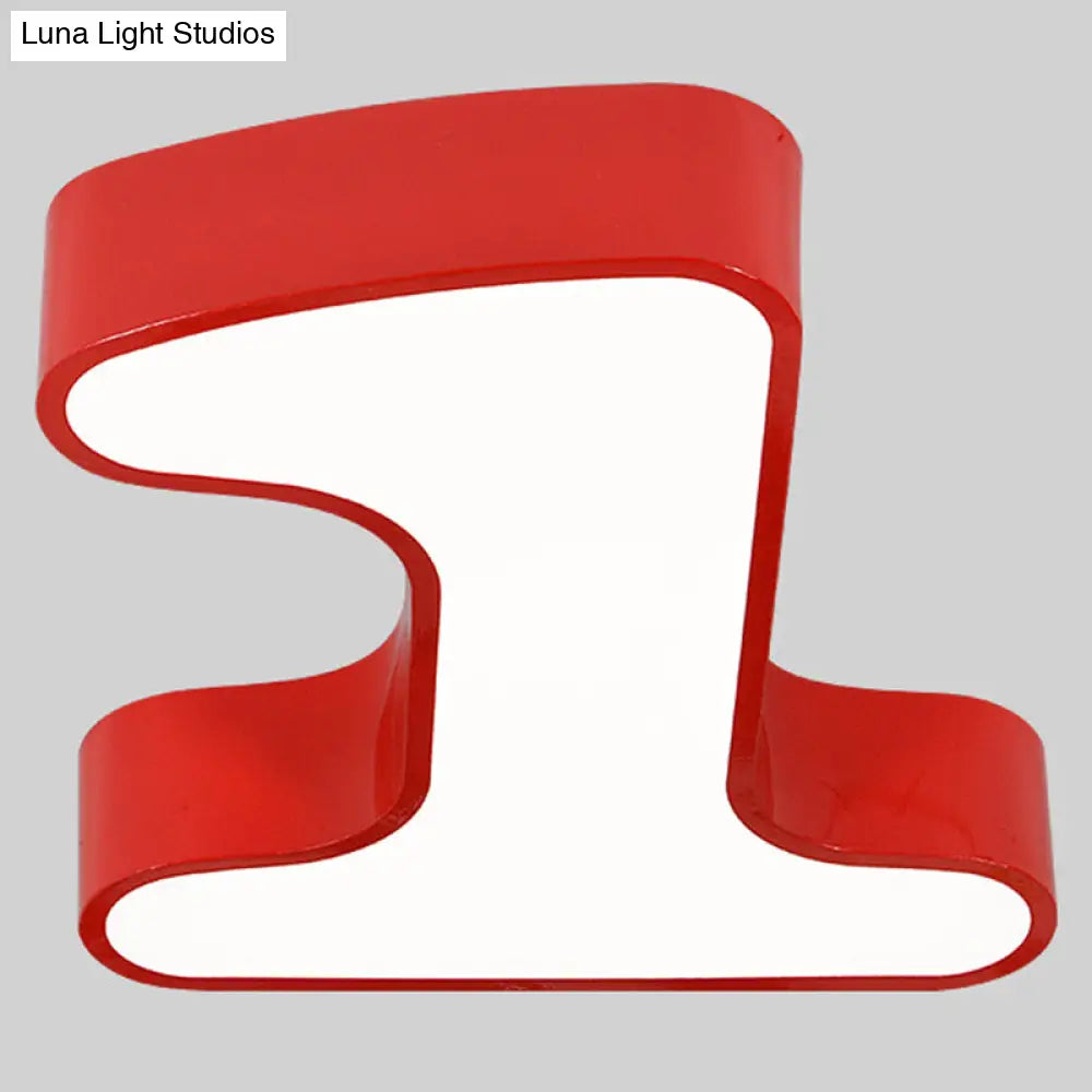 Led Acrylic Flush-Mount Light Fixture - Arabic Numeral Design Red