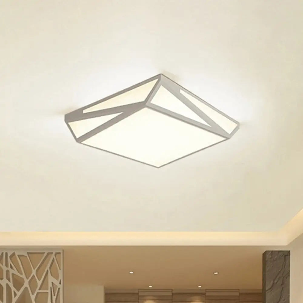 Led Acrylic Flushmount Ceiling Light For Guest Room - White Square/Rectangular Box Design / Square