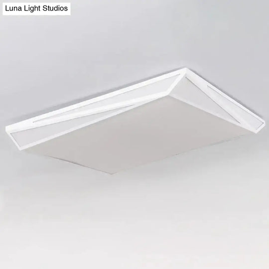 Led Acrylic Flushmount Ceiling Light For Guest Room - White Square/Rectangular Box Design