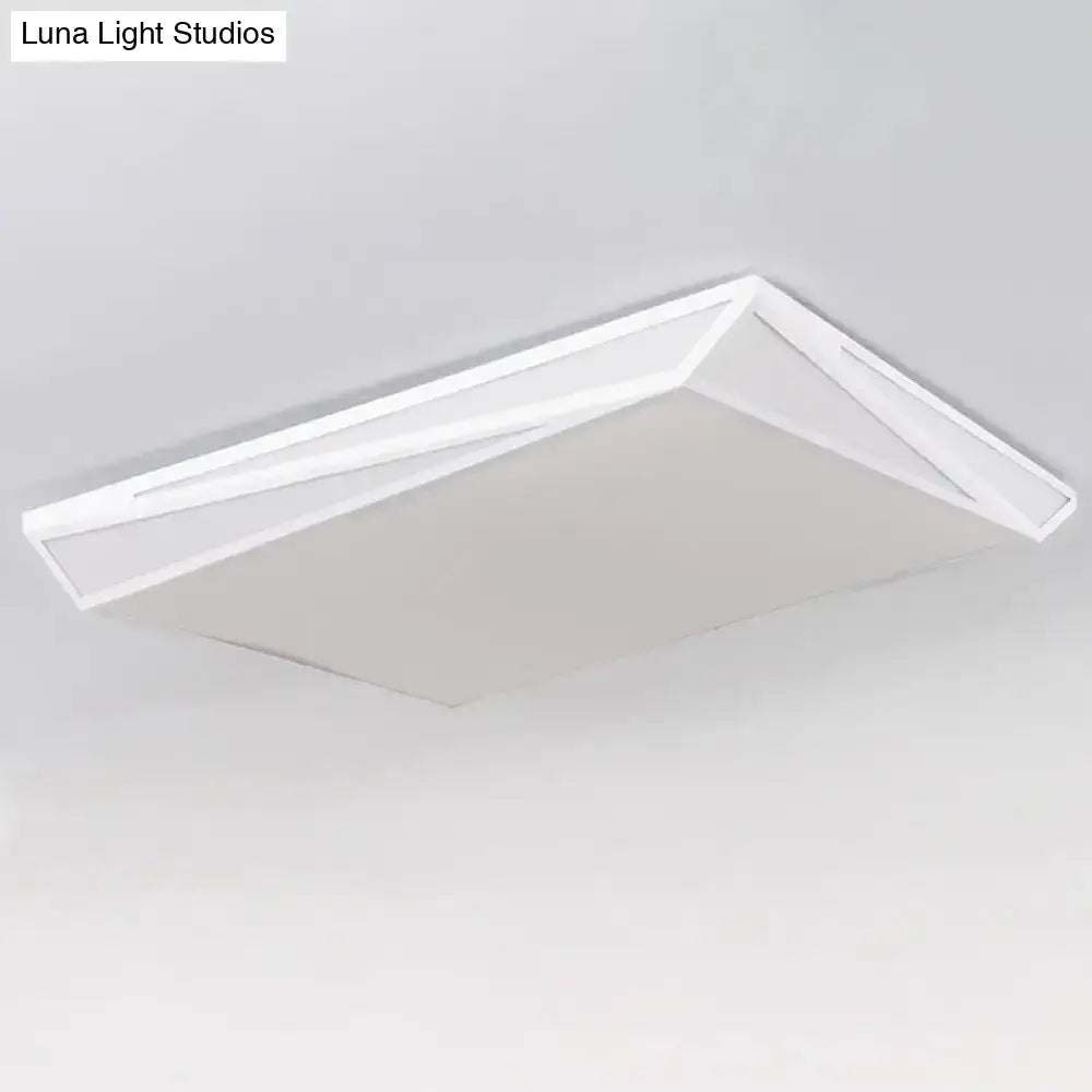 Led Acrylic Flushmount Ceiling Light For Guest Room - White Square/Rectangular Box Design