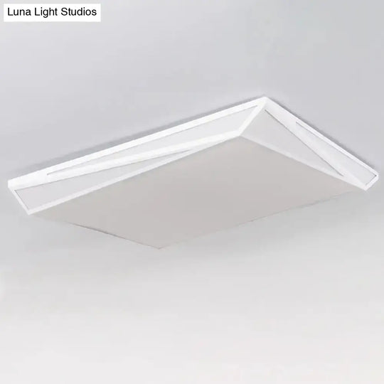 Led Acrylic Flushmount Ceiling Light For Guest Room - White Square/Rectangular Box Design