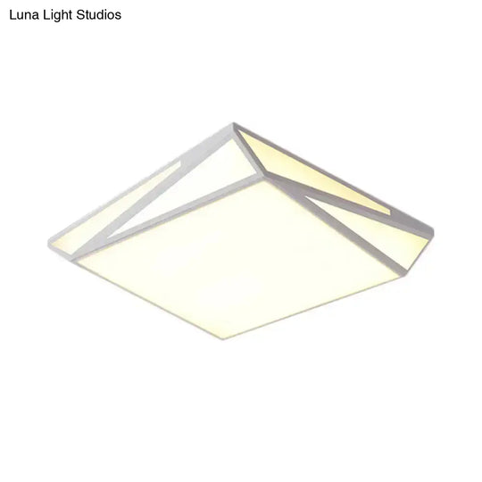 Led Acrylic Flushmount Ceiling Light For Guest Room - White Square/Rectangular Box Design