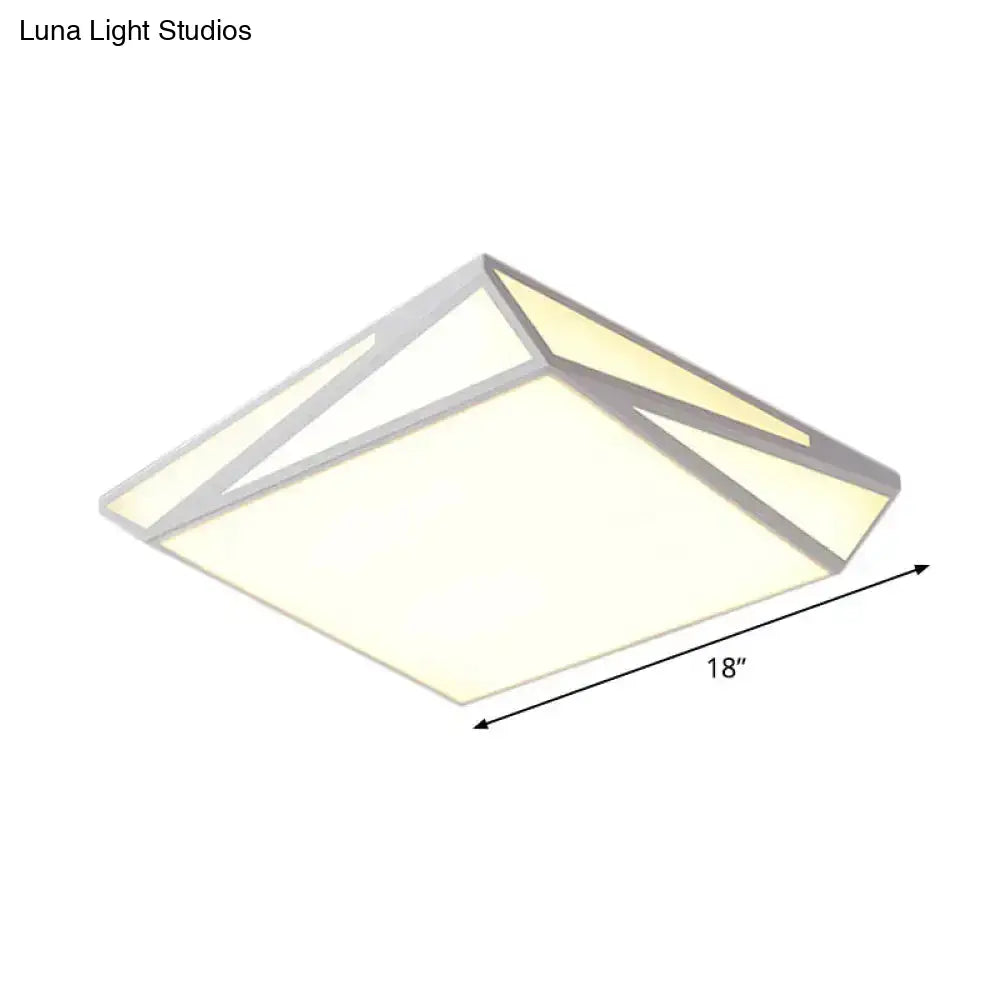 Led Acrylic Flushmount Ceiling Light For Guest Room - White Square/Rectangular Box Design