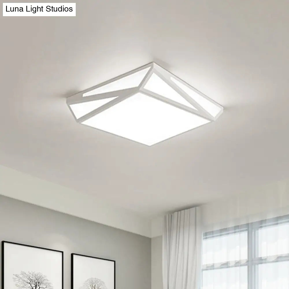 Led Acrylic Flushmount Ceiling Light For Guest Room - White Square/Rectangular Box Design