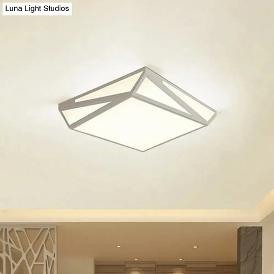 Led Acrylic Flushmount Ceiling Light For Guest Room - White Square/Rectangular Box Design