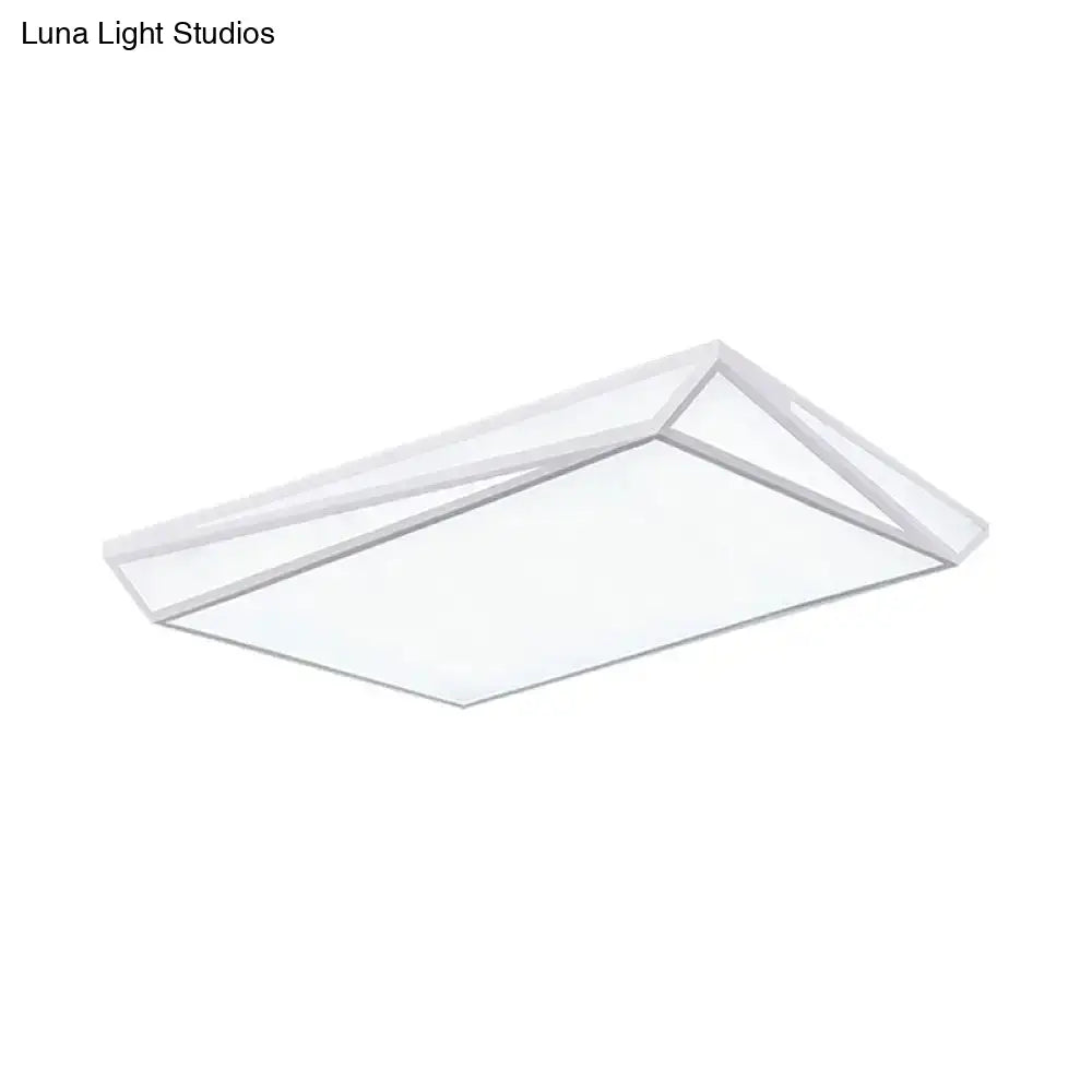 Led Acrylic Flushmount Ceiling Light For Guest Room - White Square/Rectangular Box Design