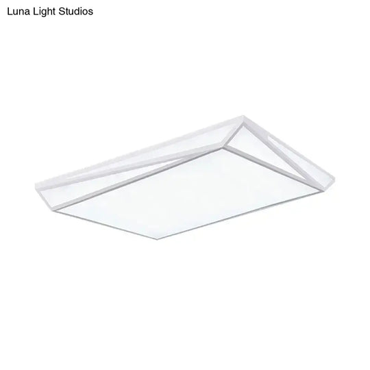 Led Acrylic Flushmount Ceiling Light For Guest Room - White Square/Rectangular Box Design