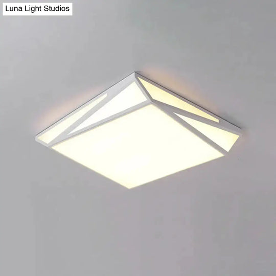 Led Acrylic Flushmount Ceiling Light For Guest Room - White Square/Rectangular Box Design