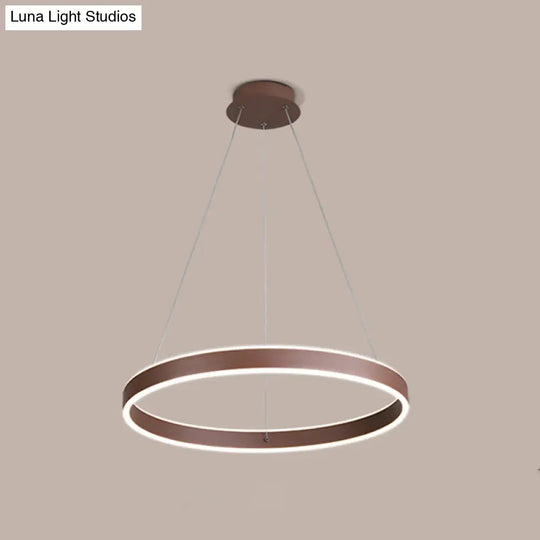 Led Acrylic Hoop Shaped Pendant Chandelier For Living Room - Simplicity Brown 1/2/3-Tiered Design