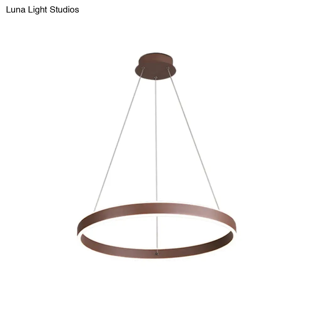 Led Acrylic Hoop Shaped Pendant Chandelier For Living Room - Simplicity Brown 1/2/3-Tiered Design