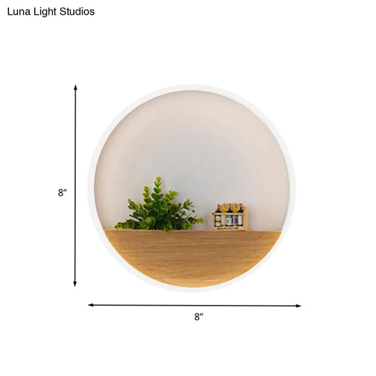 Led Acrylic Sconce Lighting Fixture - White Round Living Room Plant Wall Mount Light 8/12/16 Dia