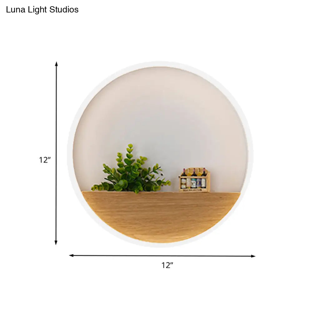 Led Acrylic Sconce Lighting Fixture - White Round Living Room Plant Wall Mount Light 8/12/16 Dia