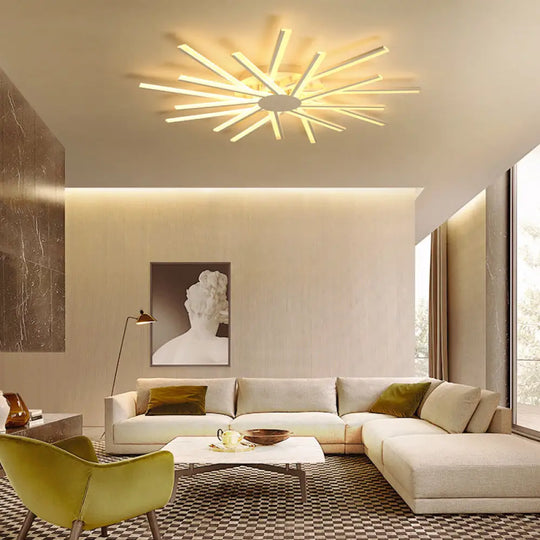 Led Acrylic Semi Flush Light For Living Room Ceiling In White 9 / Warm