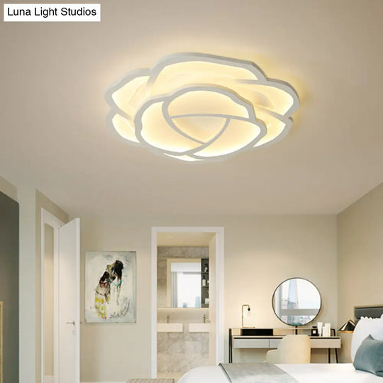 Led Acrylic Shaded Rose Flush Mount Ceiling Lamp - Simplicity Bedroom Light (16’/20.5’) In