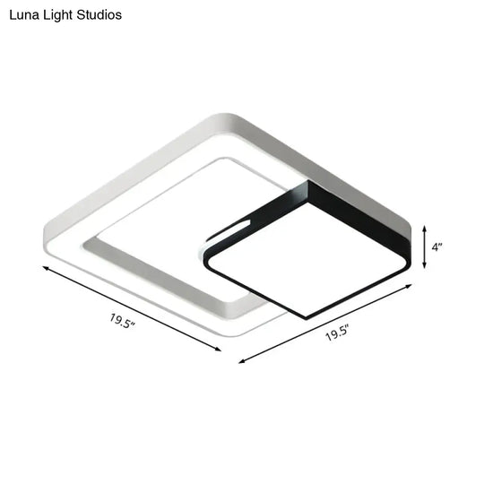 Led Acrylic Square Flush Mount Light: Modern White And Black Ceiling Lamp For Bedroom