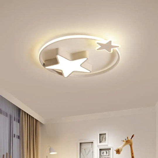 Led Acrylic Star Flush Mount Light - White/Pink Ceiling Fixture For Bedroom White