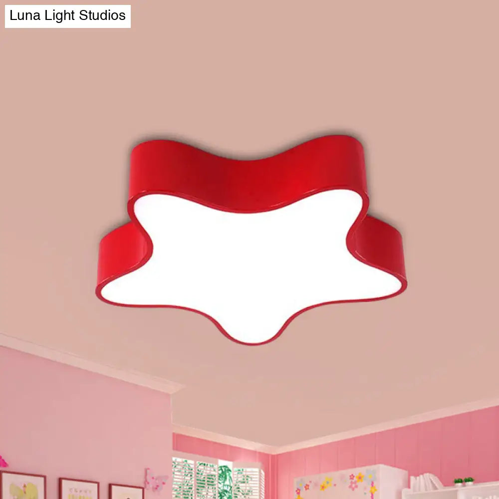 Led Acrylic Starfish Light Fixture For Kids Room - Colorful Flush Mount Recessed Lighting Red