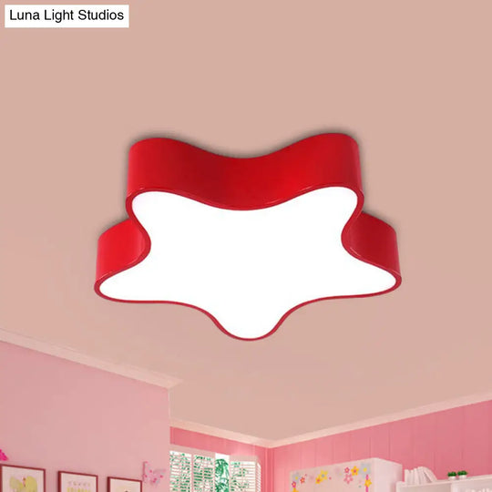 Led Acrylic Starfish Light Fixture For Kids Room - Colorful Flush Mount Recessed Lighting Red
