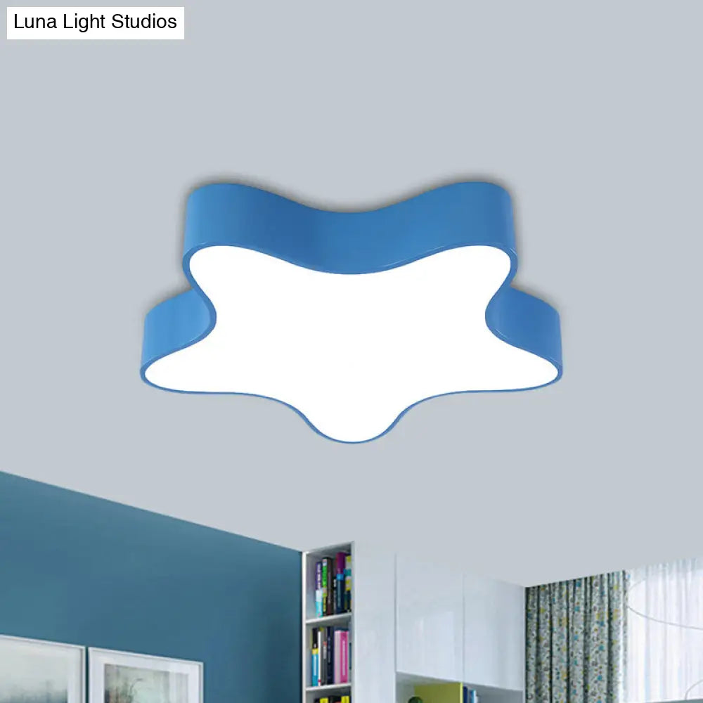 Led Acrylic Starfish Light Fixture For Kids Room - Colorful Flush Mount Recessed Lighting Blue