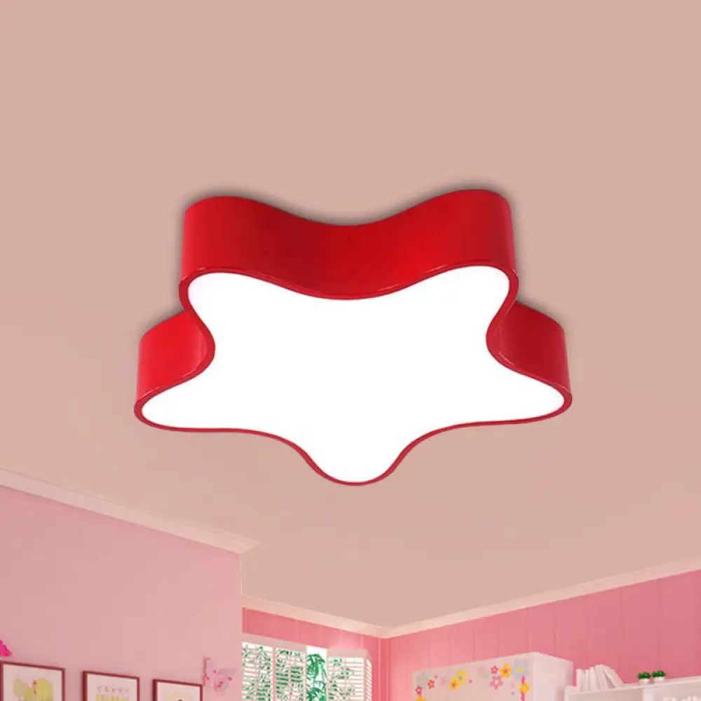 Led Acrylic Starfish Light Fixture For Kids’ Room - Colorful Flush Mount Recessed Lighting Red