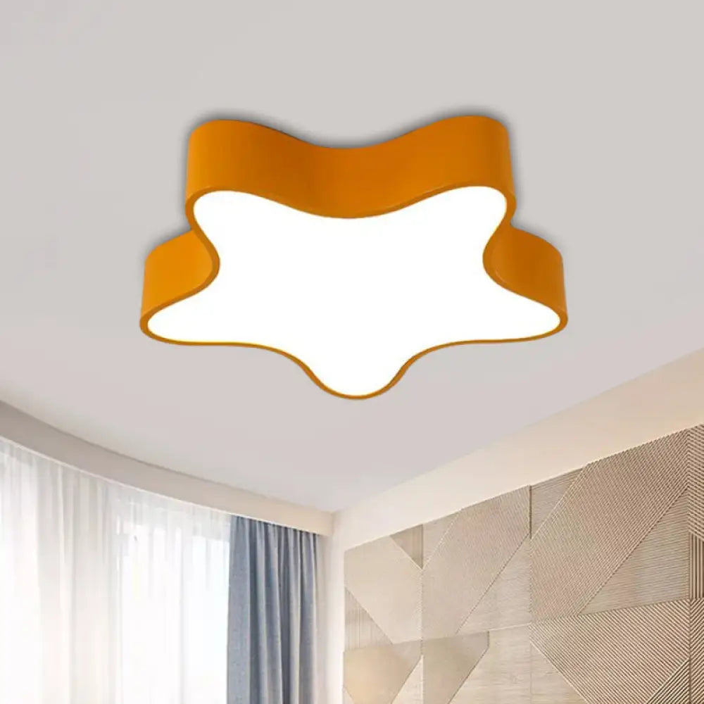 Led Acrylic Starfish Light Fixture For Kids’ Room - Colorful Flush Mount Recessed Lighting Yellow