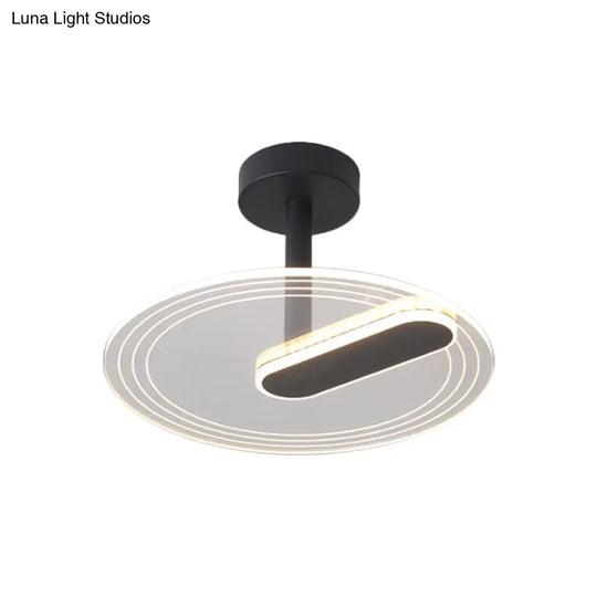 Led Acrylic Time Clock Flush Mount Ceiling Light For Bedroom - Black/Gold Simplicity