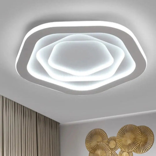 Led Acrylic White Pentagon Flush Ceiling Light - 16/19.5/23.5’ With Warm/White / 16’