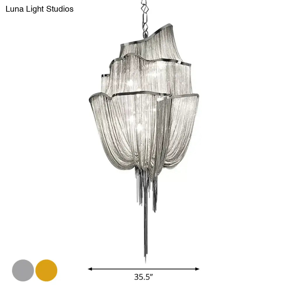 Led Aluminum Flow Chandelier Pendant Light Kit For Contemporary Living Room