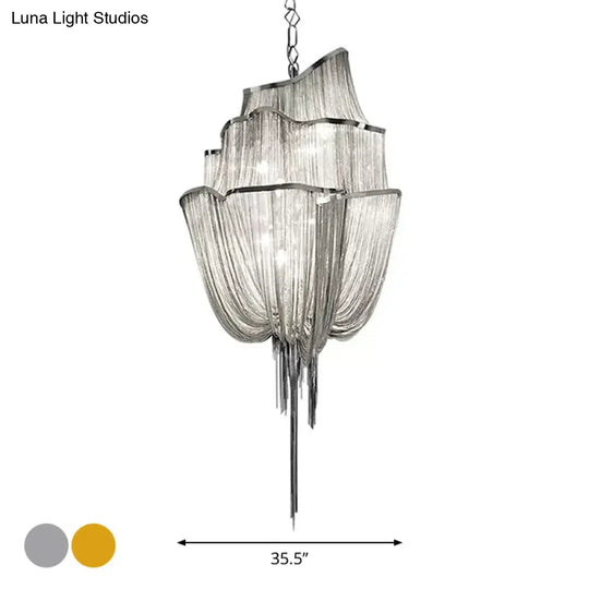 Led Aluminum Flow Chandelier Pendant Light Kit For Contemporary Living Room