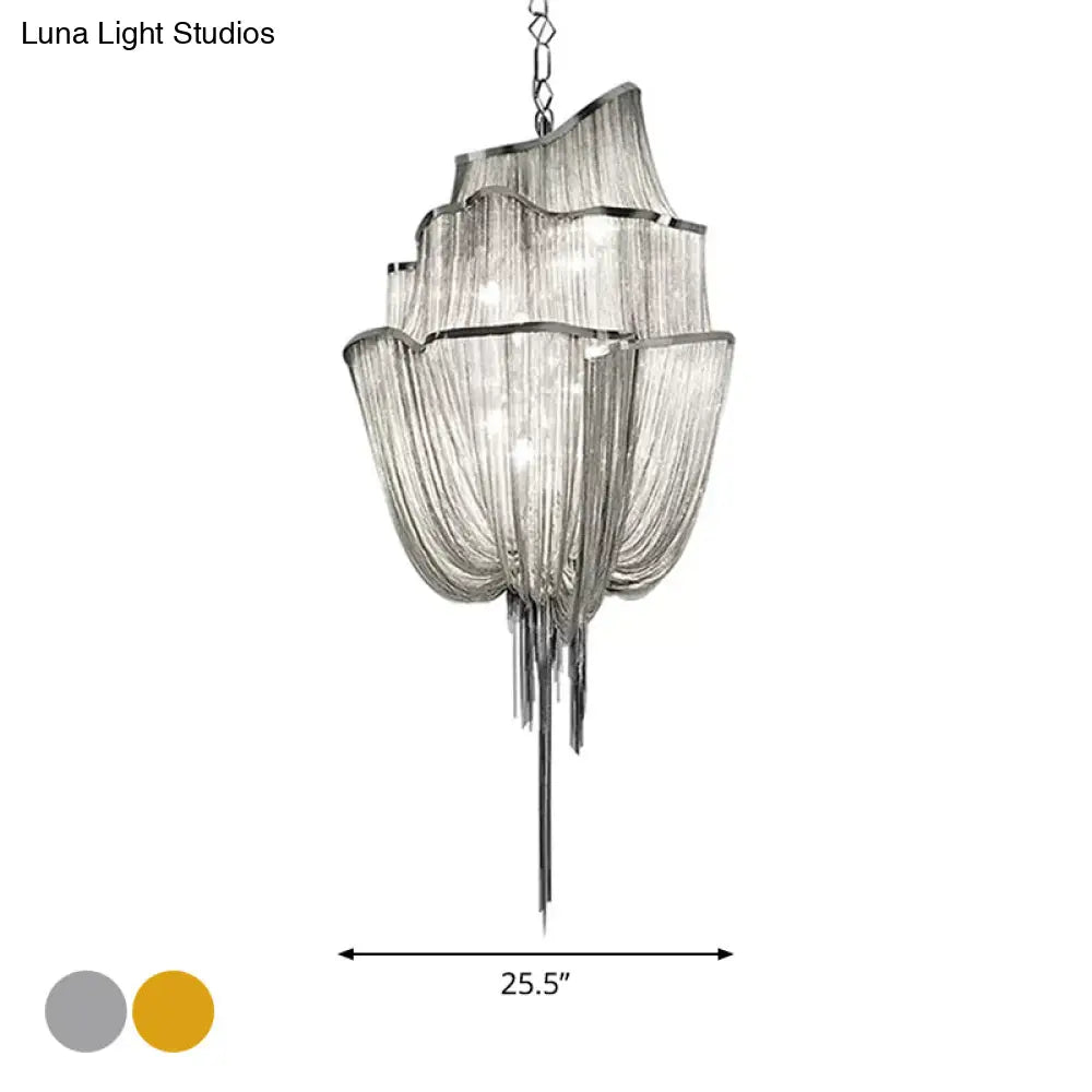 Led Aluminum Flow Chandelier Pendant Light Kit For Contemporary Living Room