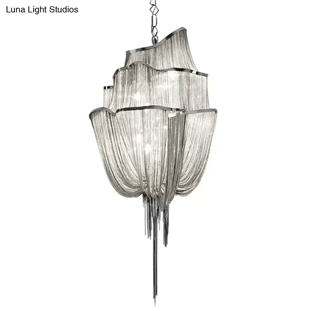 Led Aluminum Flow Chandelier Pendant Light Kit For Contemporary Living Room