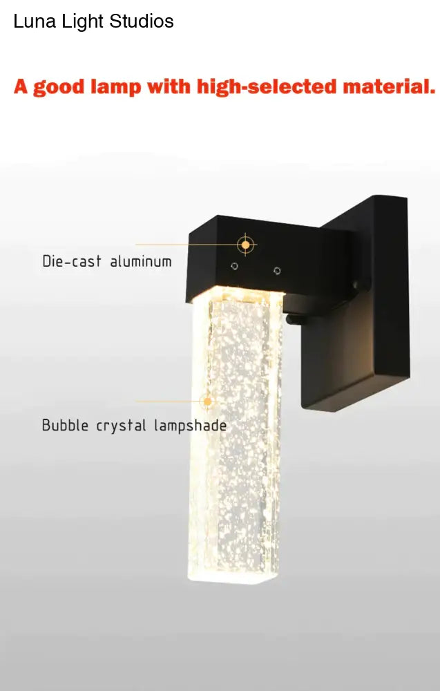 Led Aluminum Outdoor Wall Lighting Crystal Ip65 Waterproof Street Lamp For Balcony Garden 96V 220V