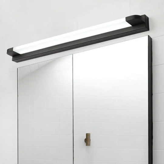 Led Bar Bathroom Sconce Light With Rounded Corner - Acrylic Vanity Wall Fixture Black / 18 White