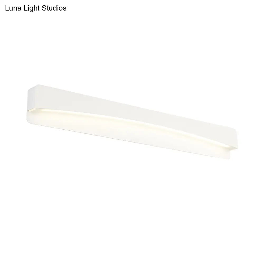 Led Bath Vanity Light With Modern Metal Shade - White Surface Wall Sconce In Three Sizes