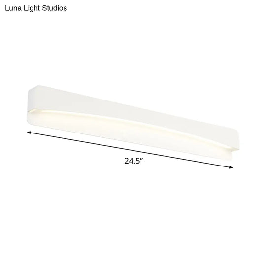 Led Bath Vanity Light With Modern Metal Shade - White Surface Wall Sconce In Three Sizes