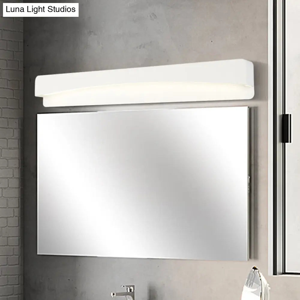 Led Bath Vanity Light With Modern Metal Shade - White Surface Wall Sconce In Three Sizes